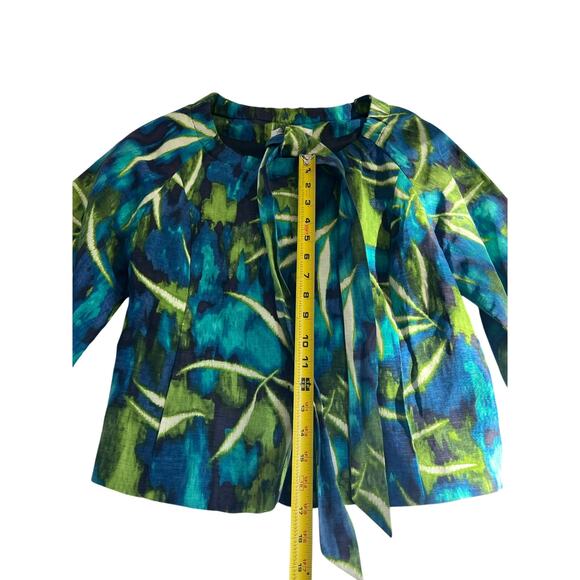 Kenneth Cole Belted Blouse Womens 4P Silk Linen Luxury Beach Office Country Club - Picture 5 of 16